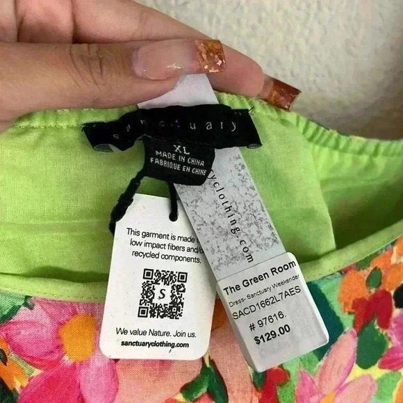 NWT Sanctuary Green Scoop Neck Boho Floral Midi Dress Size XL - Picture 7 of 11